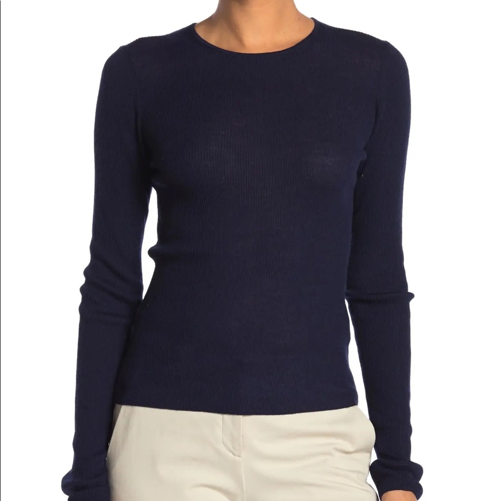 Vince Wool Rib Knit Crew Neck Shirt NWT